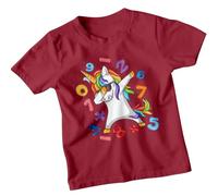 Boys and Girls Dabbing Unicorn Math Number Day Maths Day Ideas T-Shirt Tee for Kids #ND 9-11 Years Brick Red