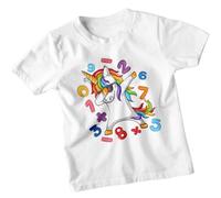 Boys and Girls Dabbing Unicorn Math Number Day Maths Day Ideas T-Shirt Tee for Kids #ND 9-11 Years White