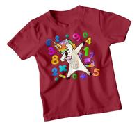 Boys and Girls Dabbing Unicorn Number Day Ideas T-Shirt Tee for Kids #ND 9-11 Years Brick Red