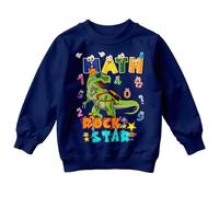 Boys and Girls Dinosaur Math Rock Star Number Day Ideas Jumper Tee for Kid #ND 3-4 Years Navy Blue