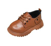 Boys and Girls Dress Shoes Hook and Loop Leather School Shoes Slip On Formal Casual for Toddler and Kids Comfortable Kids Size 1 2 3 4 (Brown, 7.5 Toddler)
