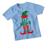 Boys and Girls Elf Squad Christmas T-Shirt Tee for Kids #MC 12-13 Years Sky Blue