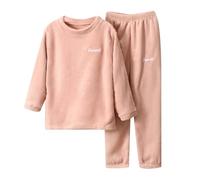 Boys And Girls' Flannel Long Sleeve And Pants Winter Warm Soft Fuzzy Loungewear With Fleece Sweatpants Junior Size Robe Pink