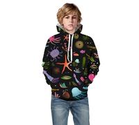 Boys and Girls Hoodies Child Sweatshirt Sports Casual Wear Breathable, Lightweight Long Sleeve Pullover Jumper School Top for Kids Age 5-13 Years Black