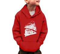 Boys and Girls Hoodies Kids Unisex Pullover Hoodie Plain Print Sweatshirt Long Sleeve Top Sports Casual Wear Varsity Uniform Ages 3-16 Years Red