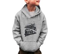 Boys and Girls Hoodies Kids Unisex Pullover Hoodie Plain Print Sweatshirt Long Sleeve Top Sports Casual Wear Varsity Uniform Ages 3-16 Years Grey