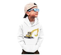 Boys and Girls Hoodies Warm Hooded Pullover Print Sweatshirt Children's Regular Fit Activewear PE School Coats Gaming Gifts White
