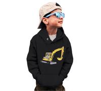 Boys and Girls Hoodies Warm Hooded Pullover Print Sweatshirt Children's Regular Fit Activewear PE School Coats Gaming Gifts Black