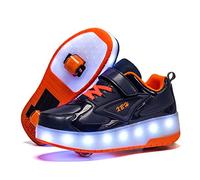Boys and Girls LED Roller Skates Shoes with Double Wheels Trainers Technical Retractable Skateboarding Shoes for Kids Light up Shiny Luminous Sneakers Best Gift for Party Birthday Christmas Day