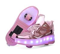 Boys and Girls LED Roller Skates Shoes with Double Wheels Trainers Technical Retractable Skateboarding Shoes for Kids Light up Shiny Luminous Sneakers Best Gift for Party Birthday Christmas Day