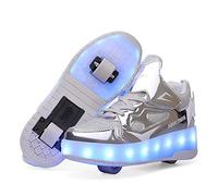 Boys and Girls LED Roller Skates Shoes with Double Wheels Trainers Technical Retractable Skateboarding Shoes for Kids Light up Shiny Luminous Sneakers Best Gift for Party Birthday Christmas Day