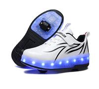 Boys and Girls LED Roller Skates Shoes with Double Wheels Trainers Technical Retractable Skateboarding Shoes for Kids Light up Shiny Luminous Sneakers Best Gift for Party Birthday Christmas Day