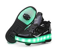 Boys and Girls LED Roller Skates Shoes with Double Wheels Trainers Technical Retractable Skateboarding Shoes for Kids Light up Shiny Luminous Sneakers Best Gift for Party Birthday Christmas Day