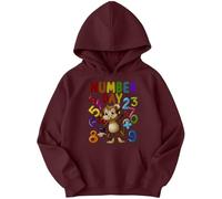Boys and Girls Monkey Math Number Day Ideas Jumper Hoody for Kids #ND 7-8 Years Maroon