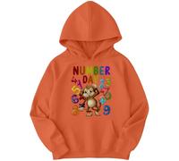 Boys and Girls Monkey Math Number Day Ideas Jumper Hoody for Kids #ND 7-8 Years Orange