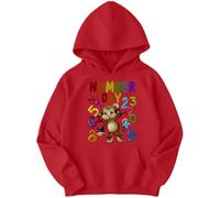 Boys and Girls Monkey Math Number Day Ideas Jumper Hoody for Kids #ND 9-11 Years Red