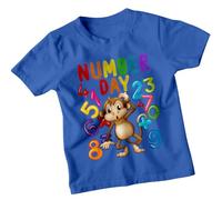 Boys and Girls Monkey Math Number Day Ideas T-Shirt Tee for Kids #ND 5-6 Years Royal Blue