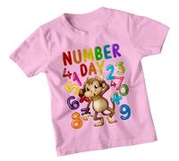 Boys and Girls Monkey Math Number Day Maths Day Ideas T-Shirt Tee for Kids #ND 9-11 Years Light Pink