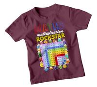 Boys and Girls Multiplication Rockstar National Numeracy Number Day Maths Day Ideas T-Shirt Tee for Kid #ND 9-11 Years Burgundy
