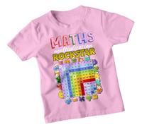 Boys and Girls Multiplication Rockstar National Numeracy Number Day Maths Day Ideas T-Shirt Tee for Kid #ND 12-13 Years Light Pink