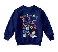 Boys and Girls Number Day Ideas Jumper Sweatshirt for Kids with Cute Number #ND 3-4 Years Navy Blue