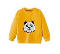 Boys and Girls Pullover Spring and Autumn Multi Color Sequins Big Children Long Sleeves Leisure Children Cartoon Panda Tiger Pattern Boy Sweatshirts Size 14 16 (Yellow, 3-4 Years)