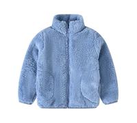 Boys and Girls Spring and Solid Color Stand Up Collar with Pockets Long Sleeved Jacket Girl Coats and Jackets (Blue, 4-5 Years)