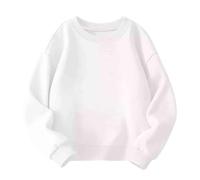 Boys and Girls Spring Autumn and Winter Models Thickened Solid Color Round Neck Long Sleeved Tops Drop Shoulder Sweater 4t Boys Shirt (White, 3-4 Years)