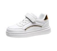 Boys and Girls Spring Summer Autumn and Winter Leather Leather Adjustable Shoelaces for Medium and Large Children's Casual Sports Shoes Light Shoes for Kids (White, 1 Big Kids)