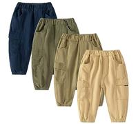 Boys' and Toddler Pull On Cargo Pants Baby Boys Loose Long Pant with Pockets Lightweight Joggers Sweatpants Pants Boys