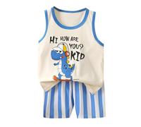 Boys and Toddlers' Outfit Sets Comfortable Set for Kids Colour Blocked Dinosaur Monster Print Top Animal Summer Outfits Floral Cute Festival Clothes Streetwear Beige