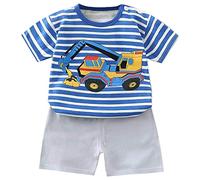 Boys and Toddlers' Outfit Sets Comfortable Set for Kids Summer 2 Piece Dinosaur Monster Print Top Short Sleeve Crew Neck Floral Cute Daywear Merchandise Gift