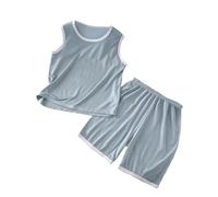 Boys and Toddlers' Outfit Sets Kids Colour Blocked Button Down Shirts Clothes Shorts Short Sleeve top Crew Neck Stylish Letter Pattern Set Festival Light Gray
