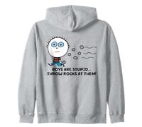 Boys Are Stupid Throw Rocks Funny Zip Hoodie