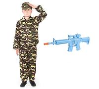 BOYS ARMY FANCY DRESS OUTFIT WITH TOY GUN. CHILDS COMBAT SOLDIER COSTUME. CHILDS MILITARY UNIFORM FOR THE DRESS-UP BOX, FANCY DRESS PARTIES, AND CHRISTMAS/BIRTHDAY GIFTS. SIZE: SMALL