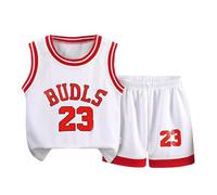 Boys Athletic Outfit Summer Sports Short Sleeve Tank Top Shorts Set for Toddler Kids Youth Lightweight Basketball Playwear (White, 2-3 Years)