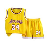 Boys Athletic Outfit Summer Sports Short Sleeve Tank Top Shorts Set for Toddler Kids Youth Lightweight Basketball Playwear (Yellow, 4-5 Years)