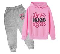 Boys Autumn Winter Casual Outfit Set Cute Printed Hoodie Pullover with Long Sleeve Underwear Clothes for Girls Outfits 9-10 Years Baby Girl My 1st Valentines Day Age 11-12