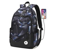 Boys Backpack for Elementary School Kids Bookbag School Bag for Teens Black, Black+blue, Style A-with USB Port, Classic