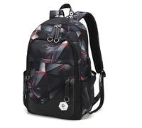 Boys Backpack for Elementary School Kids Bookbag School Bag for Teens Black, Black+red, Style A-with USB Port, Daypack Backpack