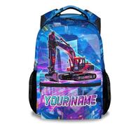 Boys Backpack for School - Personalised Excavator Bookbag, Custom Name Kids Rucksack - For Nursery, Primary, Travel & Back-to-School