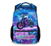 Boys Backpack for School - Personalised Motorcycle School Bag - Lightweight Kids Rucksack for Primary & Toddlers - Cool Custom Bookbag Gift
