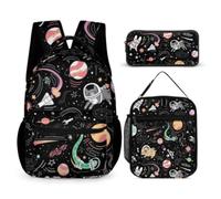Boys Backpack Set with Planet Pattern School Backpack Teenagers Boys Girls Casual Backpack 3-in-1 Backpack Book Bag Set, Colour 4, leisure