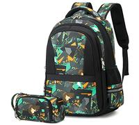 Boys Backpack Student Kids Bookbags Durable School Bags Big Heavy Duty Travel Waterproof (7-Green 2PCS)