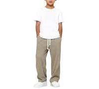 Boys Baggy Sweatpants with Drawstring Wide Leg Joggers Kids School Trousers Plain Tracksuit Bottoms Oversized Straight Leg Trousers Elastic High Waist Sweat Pants with Pockets (Khaki, 14-15 Years)