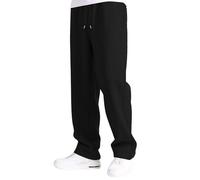 Boy's Baggy Sweatpants with Pockets Fleece Lined Winter Joggers Elastic Waist Drawstring Straight Leg Open Hem Cozy Casual Sports Trousers for Kids Black