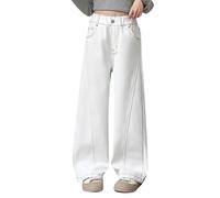 Boys Baggy Wide Leg Jeans Kids School Straight Leg Denim Trousers Elastic Waist Y2K Loose Fit Jeans Aesthetic Breathable Casual Denim Pants with Pockets