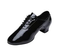 Boy's Ballroom Dance Shoes Black Patent Leather Sole Tango Salsa Latin Character Shoe Oxfords Jazz Teaching Shoes (Black, 4 Big Kids)