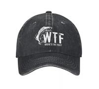 Boys Baseball Cap，WTF Where's The Fish Funny Fishing Denim Hat Durable for All Seasons Cap Female Baseball Cap for Men