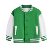 Boys Baseball Jackets Kids School P eppy Jacket Girls Stylish Fall Winter Coats Long Sleeve Color-Block Outwear Button Front Classic Coat (Green, 4-5 Years)